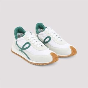 Loewe Flow Runner 2.0 Green Nylon Sneakers With Suede Overlays